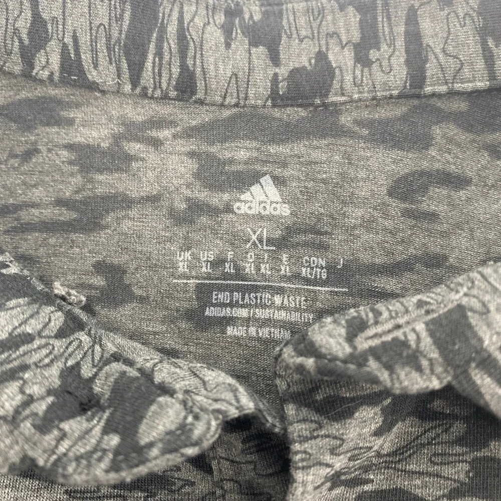 Adidas Golf Polo Shirt Mens Extra Large Gray Camo Performance Sustainable Active
